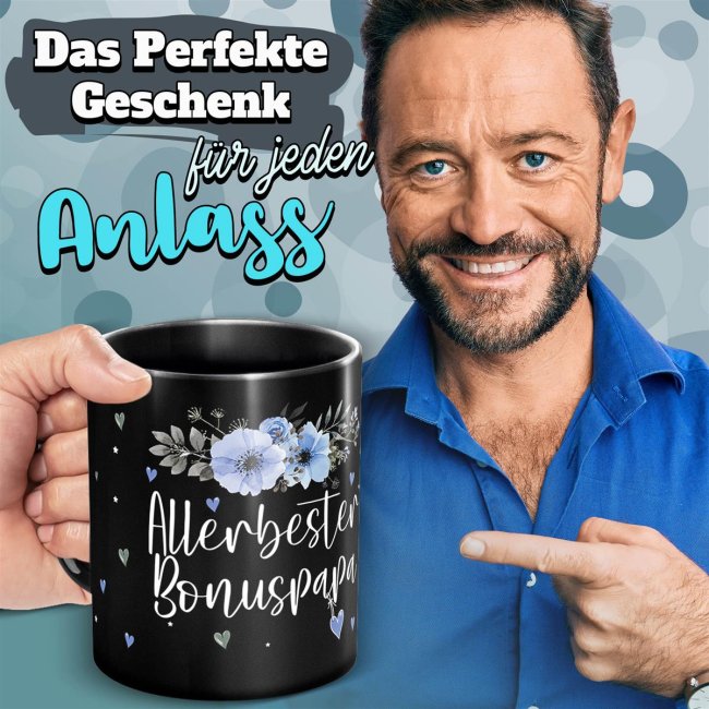 Schwarze Tasse f&uuml;r den allerbesten Bonuspapa