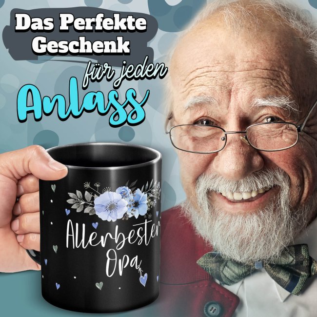 Schwarze Tasse f&uuml;r den allerbesten Opa