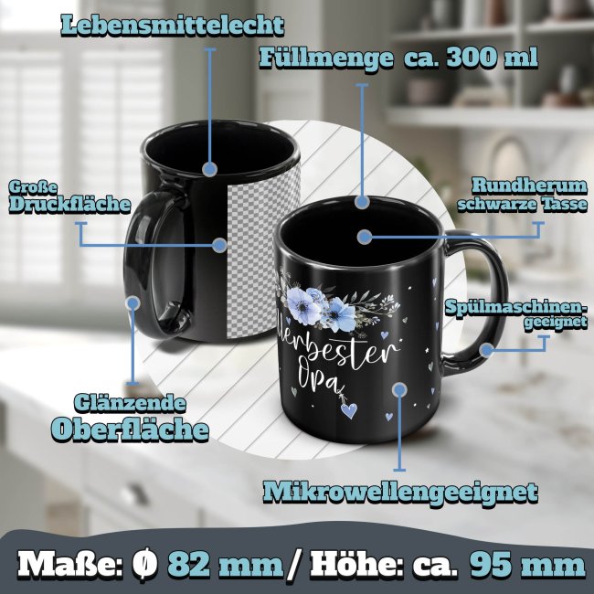 Schwarze Tasse f&uuml;r den allerbesten Opa