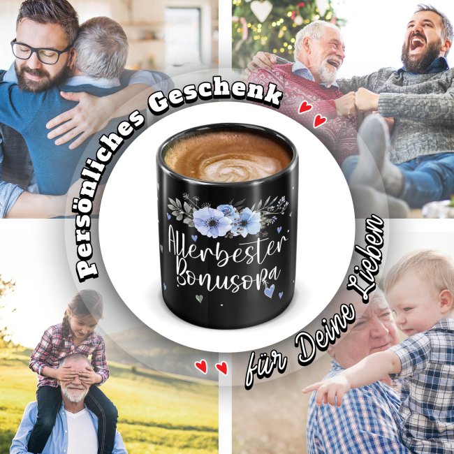 Schwarze Tasse f&uuml;r den allerbesten Bonusopa