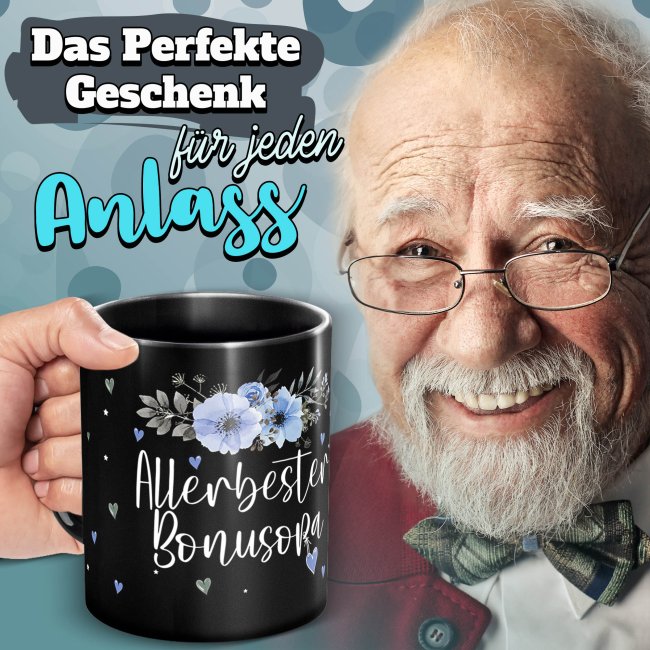 Schwarze Tasse f&uuml;r den allerbesten Bonusopa