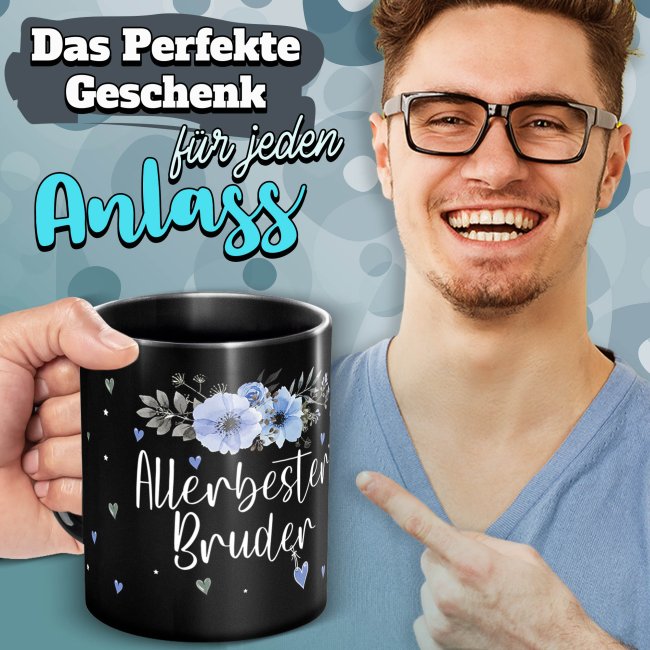 Schwarze Tasse f&uuml;r den allerbesten Bruder