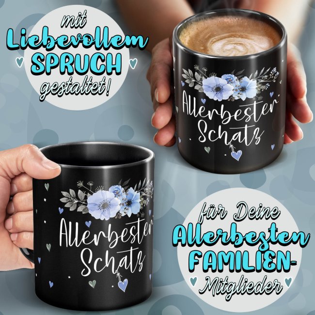 Schwarze Tasse f&uuml;r den allerbesten Schatz