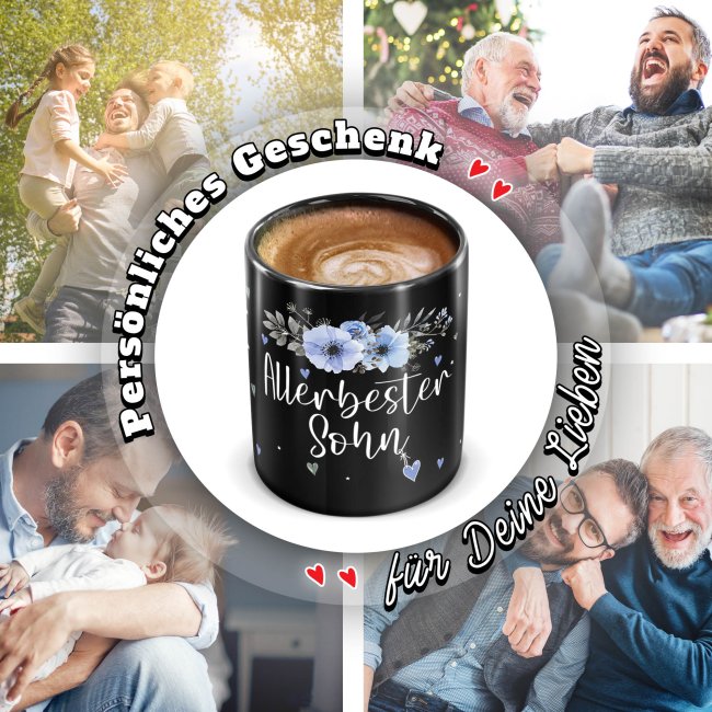 Schwarze Tasse f&uuml;r den allerbesten Sohn