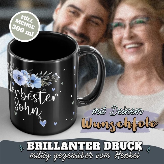 Schwarze Tasse f&uuml;r den allerbesten Sohn