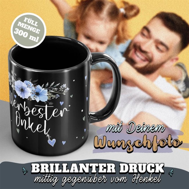 Schwarze Tasse f&uuml;r den allerbesten Onkel