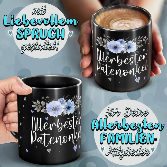 Schwarze Tasse f&uuml;r den allerbesten Patenonkel