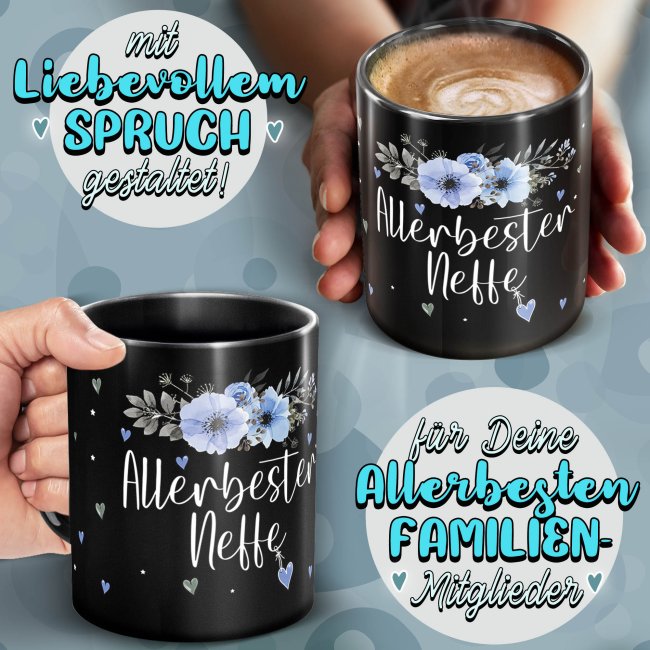 Schwarze Tasse f&uuml;r den allerbesten Neffe