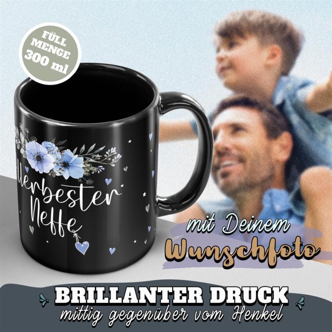 Schwarze Tasse f&uuml;r den allerbesten Neffe