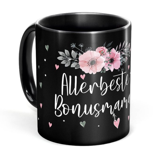 Schwarze Tasse f&uuml;r die allerbeste Bonusmama