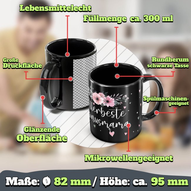 Schwarze Tasse f&uuml;r die allerbeste Bonusmama