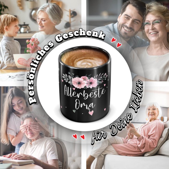 Schwarze Tasse f&uuml;r die allerbeste Oma