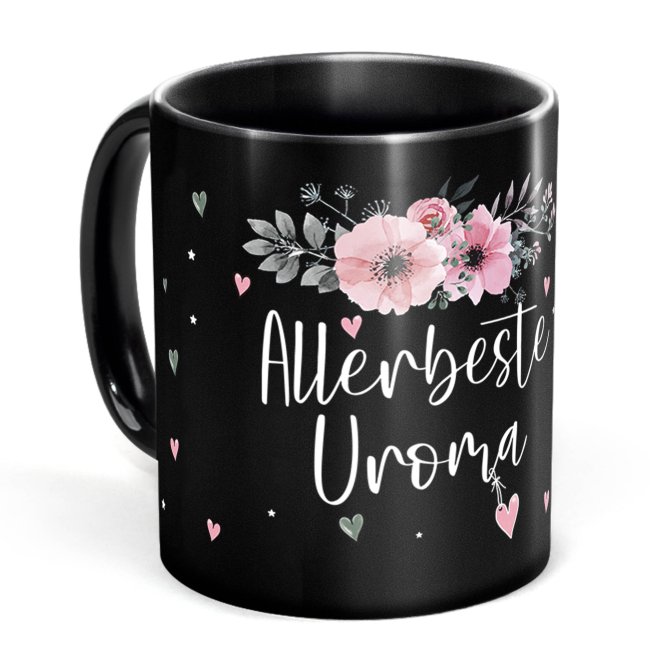 Schwarze Tasse f&uuml;r die allerbeste Uroma