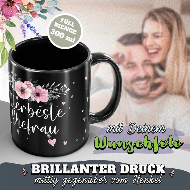 Schwarze Tasse f&uuml;r die allerbeste Ehefrau