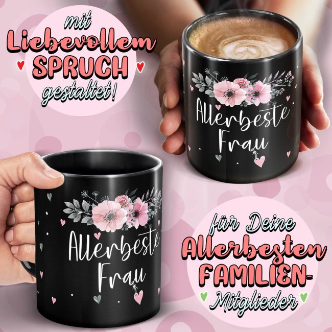 Schwarze Tasse f&uuml;r die allerbeste Frau