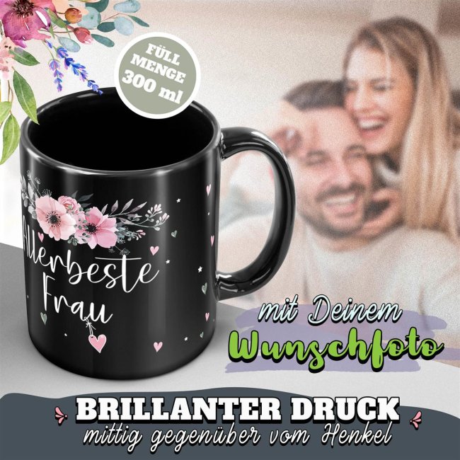 Schwarze Tasse f&uuml;r die allerbeste Frau