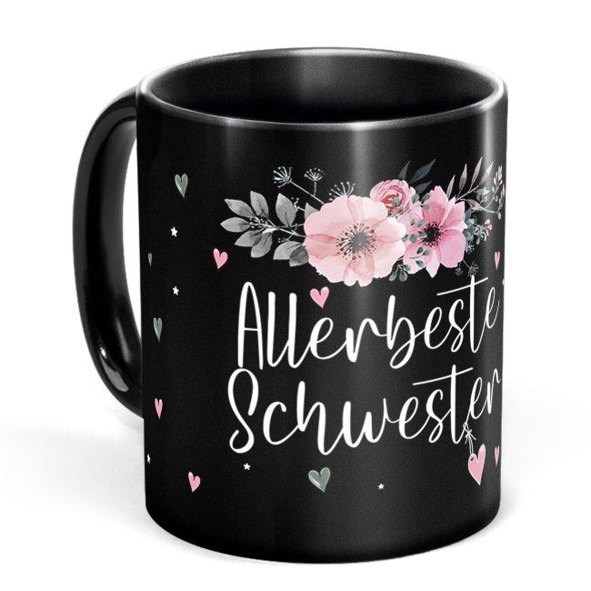 Schwarze Tasse f&uuml;r die allerbeste Schwester