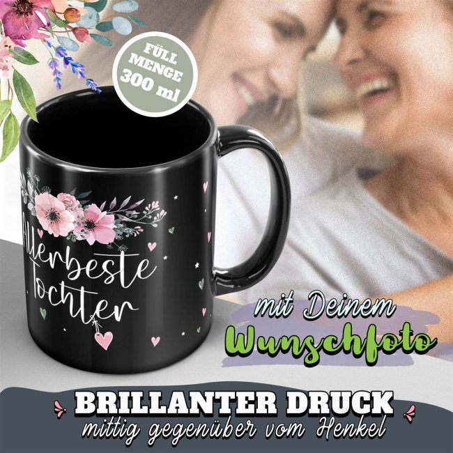 Schwarze Tasse f&uuml;r die allerbeste Tochter