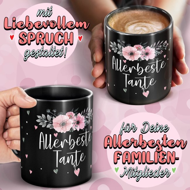 Schwarze Tasse f&uuml;r die allerbeste Tante