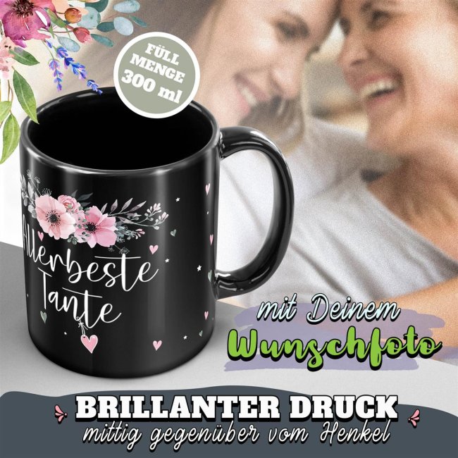 Schwarze Tasse f&uuml;r die allerbeste Tante