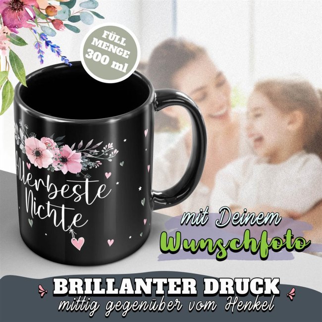 Schwarze Tasse f&uuml;r die allerbeste Nichte