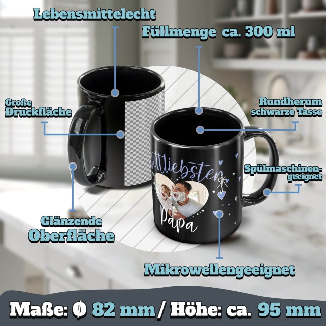 Schwarze Tasse mit Foto - Weltliebster Papa