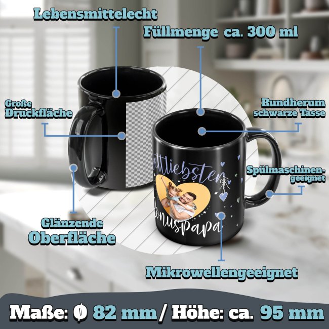 Schwarze Tasse mit Foto - Weltliebster Bonuspapa