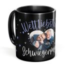 Schwarze Tasse mit Foto - Weltliebster Schwiegerpapa