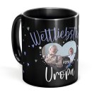 Schwarze Tasse mit Foto - Weltliebster Uropa