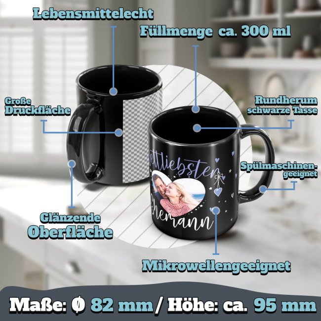 Schwarze Tasse mit Foto - Weltliebster Ehemann