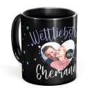 Schwarze Tasse mit Foto - Weltliebster Ehemann