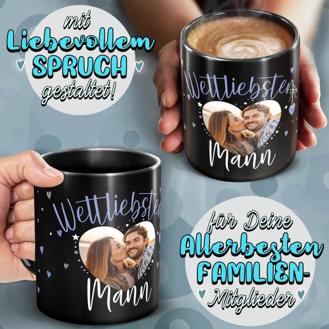 Schwarze Tasse mit Foto - Weltliebster Mann