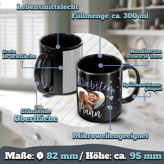 Schwarze Tasse mit Foto - Weltliebster Mann