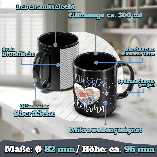 Schwarze Tasse mit Foto - Weltliebster Enkelsohn