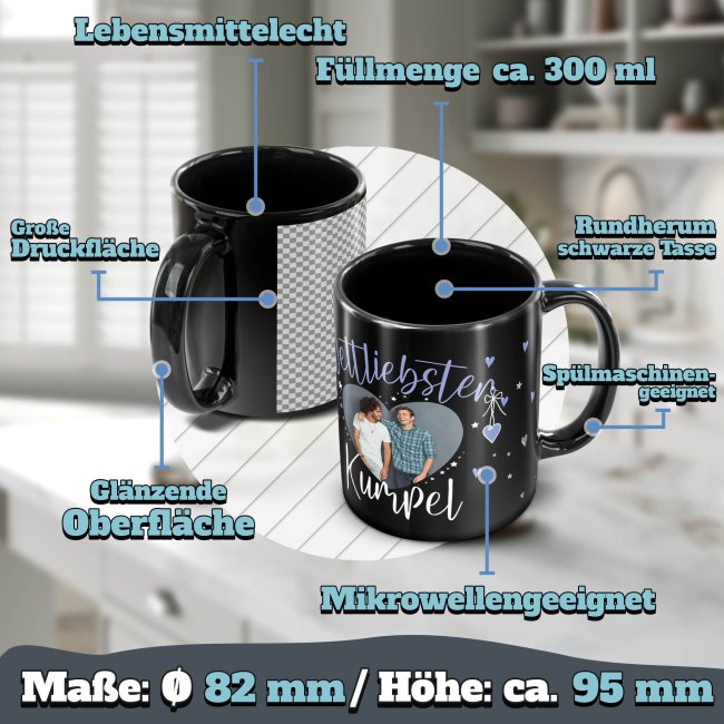 Schwarze Tasse mit Foto - Weltliebster Kumpel