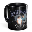 Schwarze Tasse mit Foto - Weltliebster Kumpel