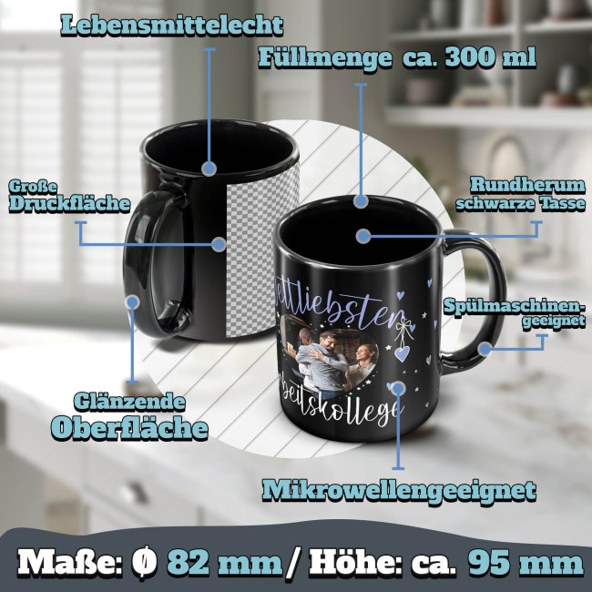 Schwarze Tasse mit Foto - Weltliebster Arbeitskollege