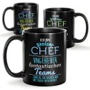 Schwarze Chef-Tasse mit Spruch - Stolzer Chef