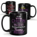 Schwarze Chefin-Tasse mit Spruch - Stolze Chefin