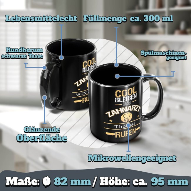 Schwarze Tasse - Abteilungsleiter - Berufe-Tasse mit Name