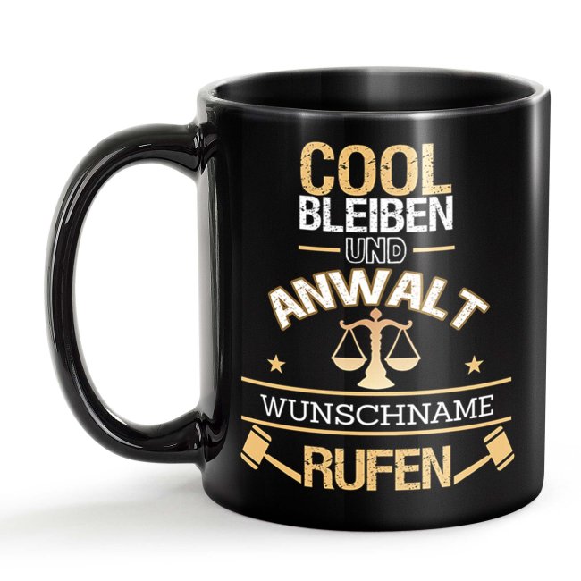 Schwarze Tasse - Anwalt - Berufe-Tasse mit Name