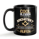 Schwarze Tasse - Architekt - Berufe-Tasse mit Name