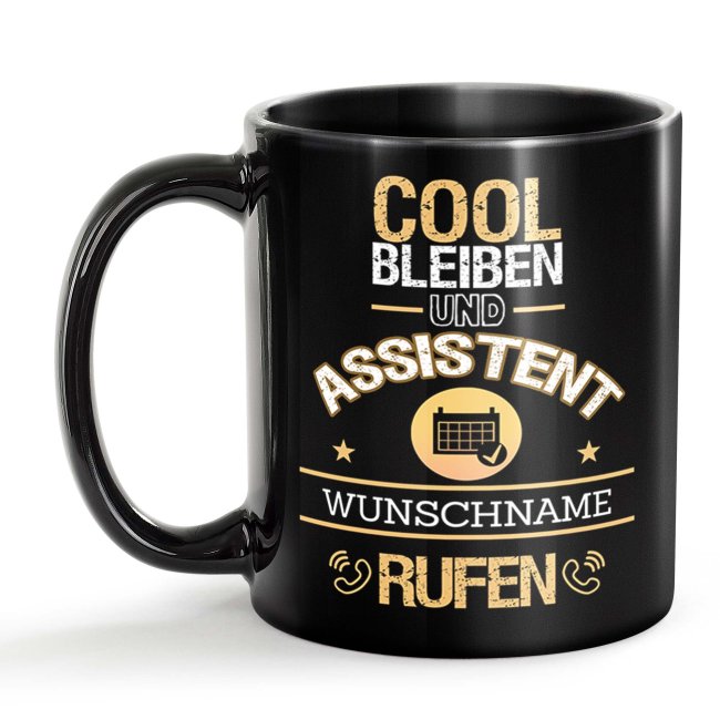 Schwarze Tasse - Assistent - Berufe-Tasse mit Name