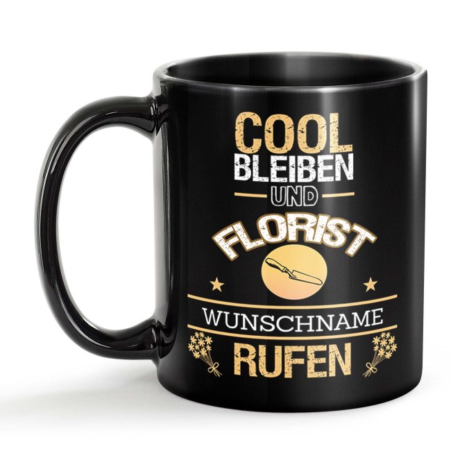 Schwarze Tasse - Florist - Berufe-Tasse mit Name