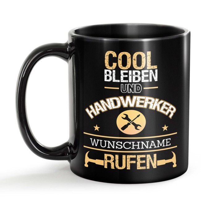 Schwarze Tasse - Handwerker - Berufe-Tasse mit Name