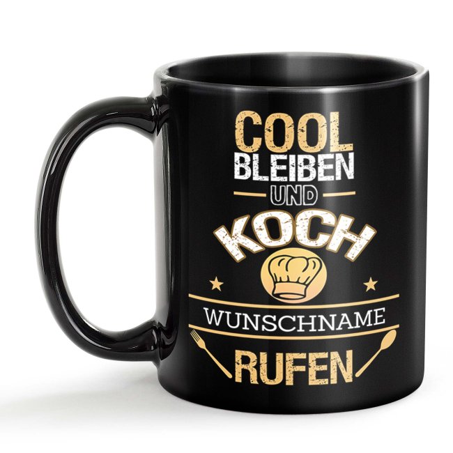 Schwarze Tasse - Koch - Berufe-Tasse mit Name