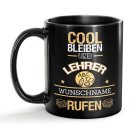 Schwarze Tasse - Lehrer - Berufe-Tasse mit Name