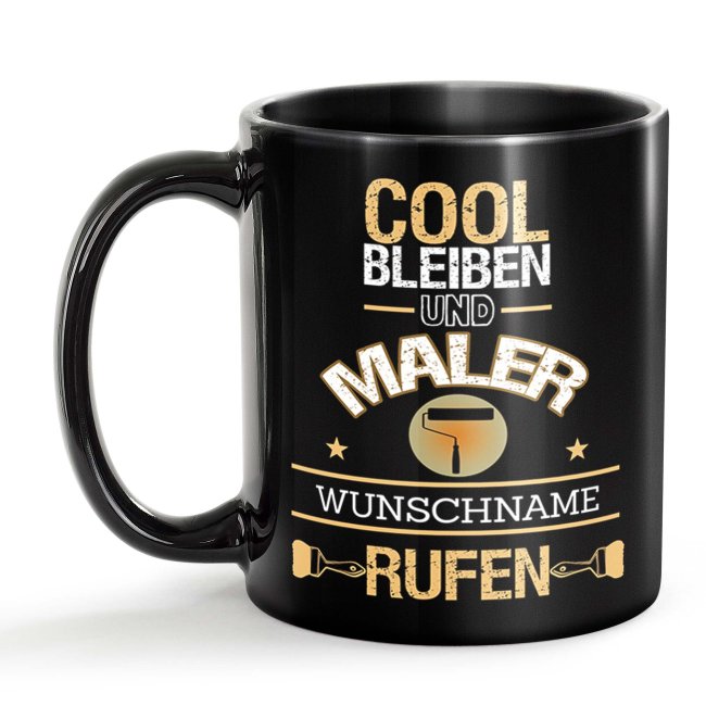 Schwarze Tasse - Maler - Berufe-Tasse mit Name