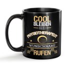 Schwarze Tasse - Physiotherapeut - Berufe-Tasse mit Name