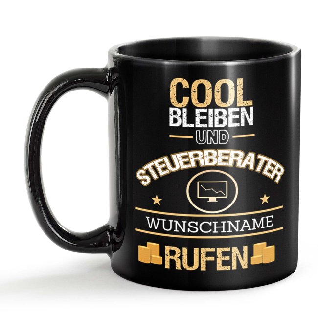 Schwarze Tasse - Steuerberater - Berufe-Tasse mit Name